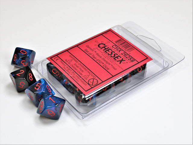 Gemini Black-Starlight/red d10 Dice (10 dice) CHX26258 - Dice Sets & Games
