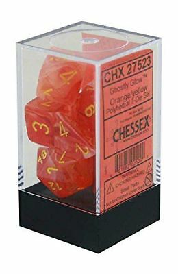 Ghostly Glow: Polyhedral Orange w/yellow 7-Die Set CHX27523 - Dice Sets & Games