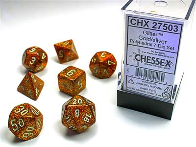 Glitter: Polyhedral Gold/silver 7-Die Set CHX27503 - Dice Sets & Games