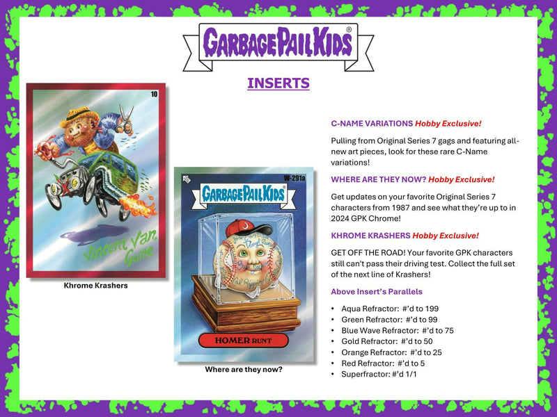 2024 Topps Garbage Pail Kids Chrome Series 7 Hobby Box (Hobby Chase Cards)