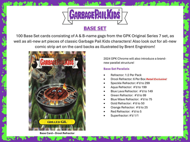 2024 Topps Garbage Pail Kids Chrome Series 7 Blaster Box (7 Packs) Drool Refractors