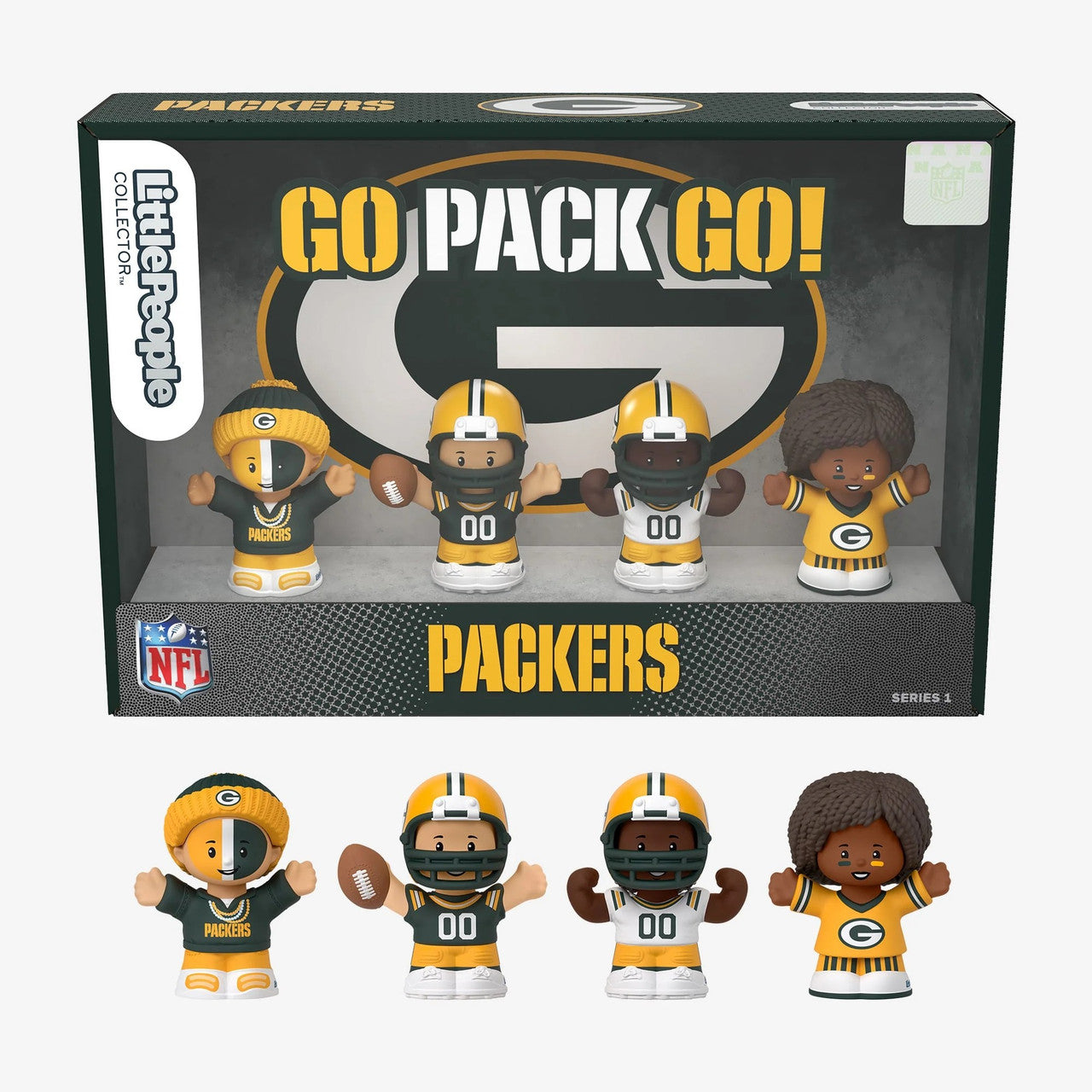 Green Bay Packers Fisher-Price Little People 4-Pack NFL Figures Collector Set - NFL Little People