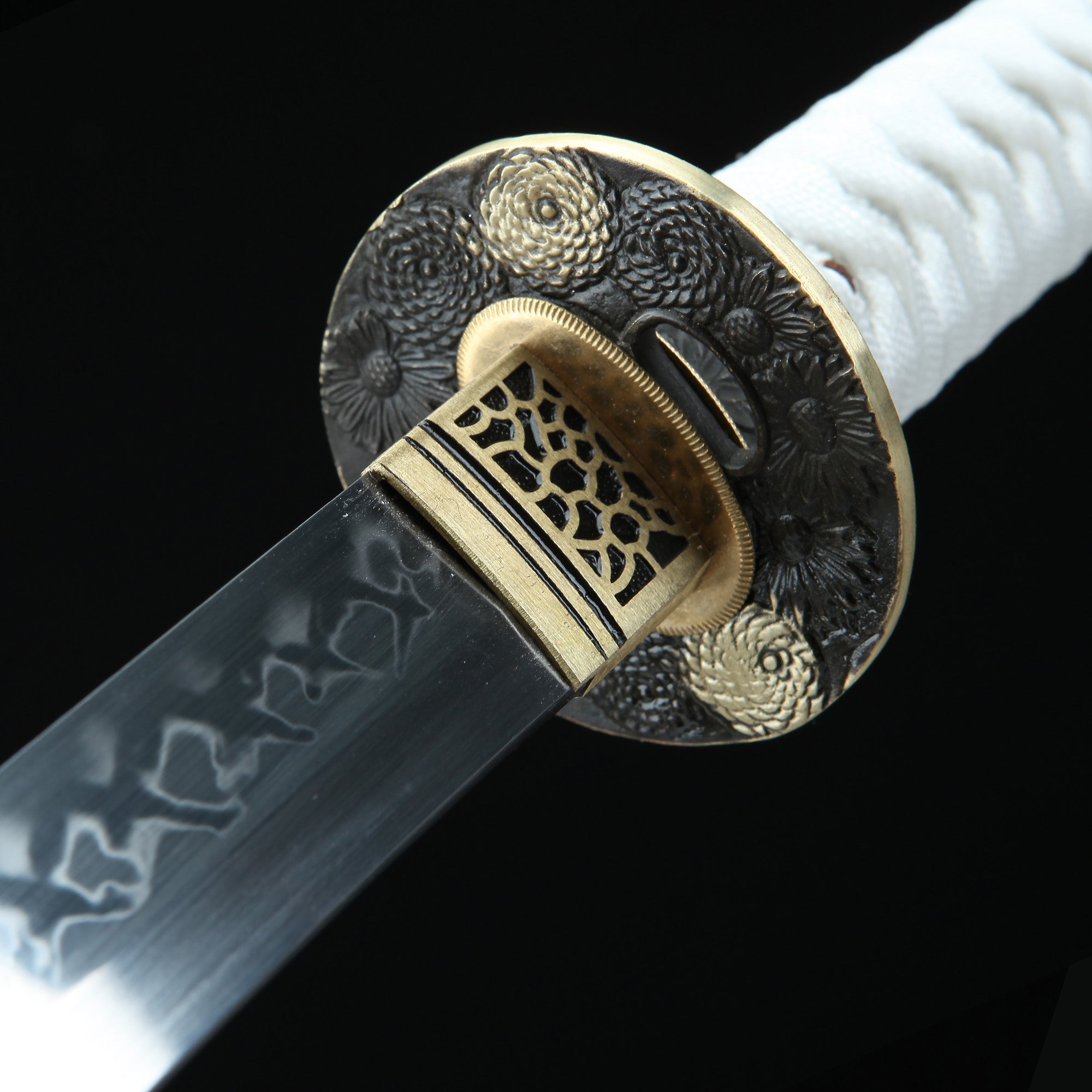 Handmade Japanese Katana Sword T10 Carbon Steel Real Hamon With White Scabbard
