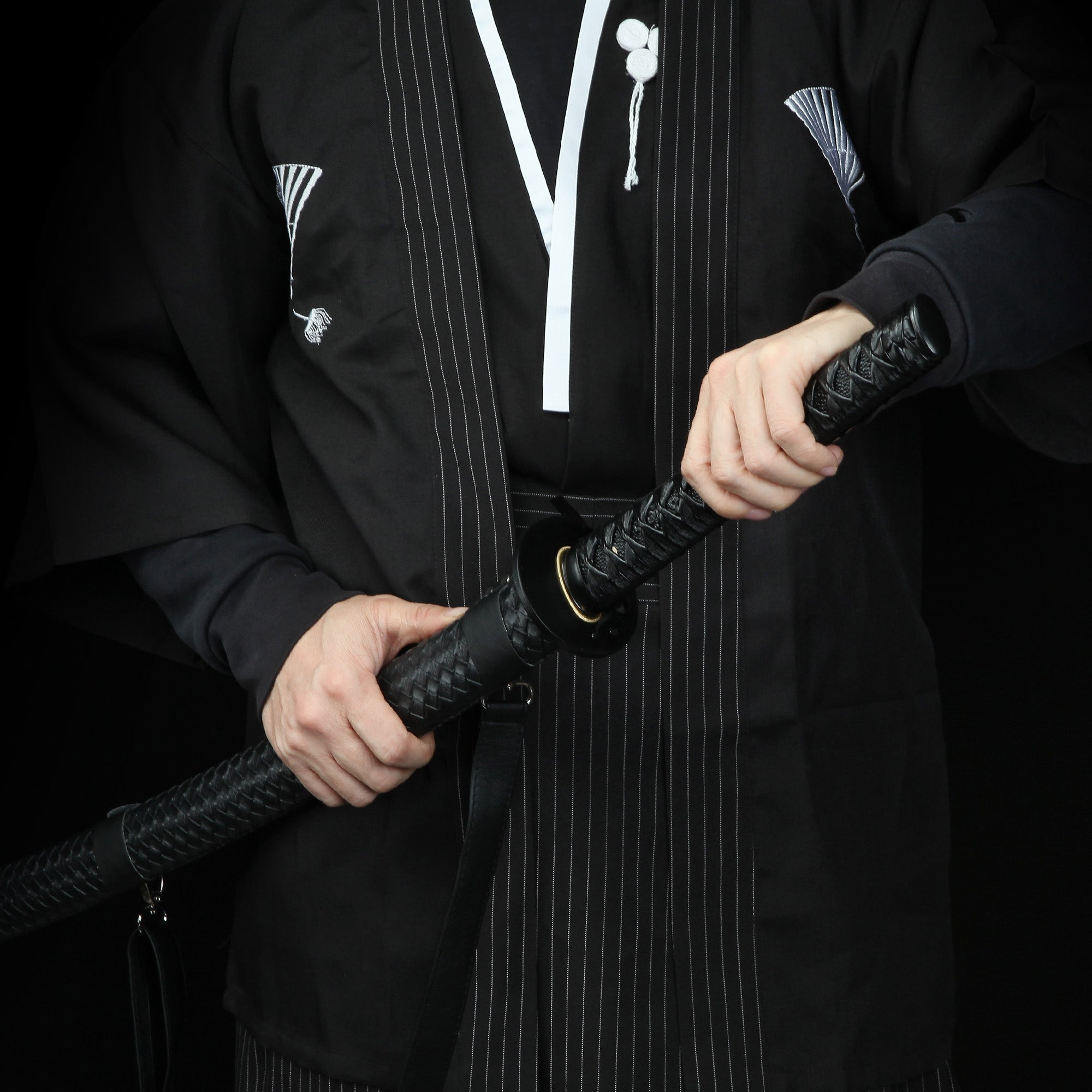 Handmade Japanese Obsidian Katana With Black Blade And Strap