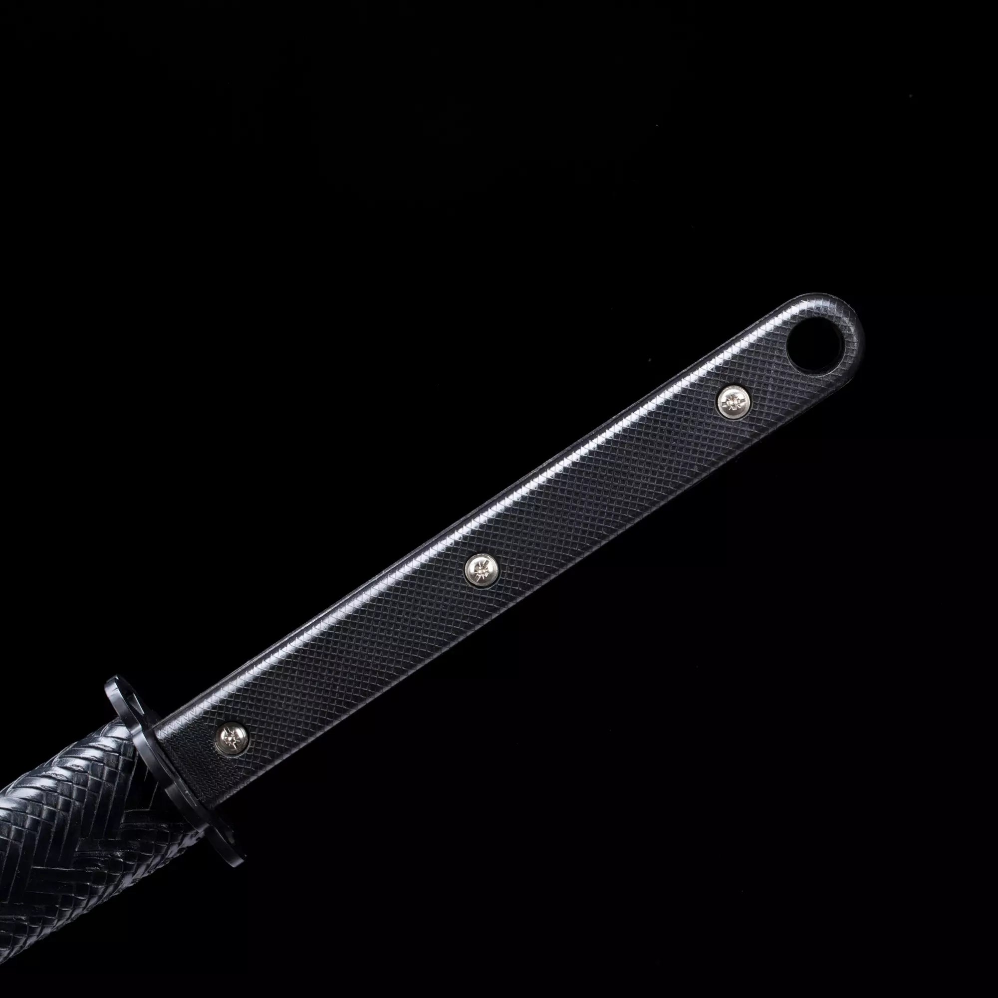 Handmade Tactical Katana Sword Spring Steel With Black Leather Scabbard