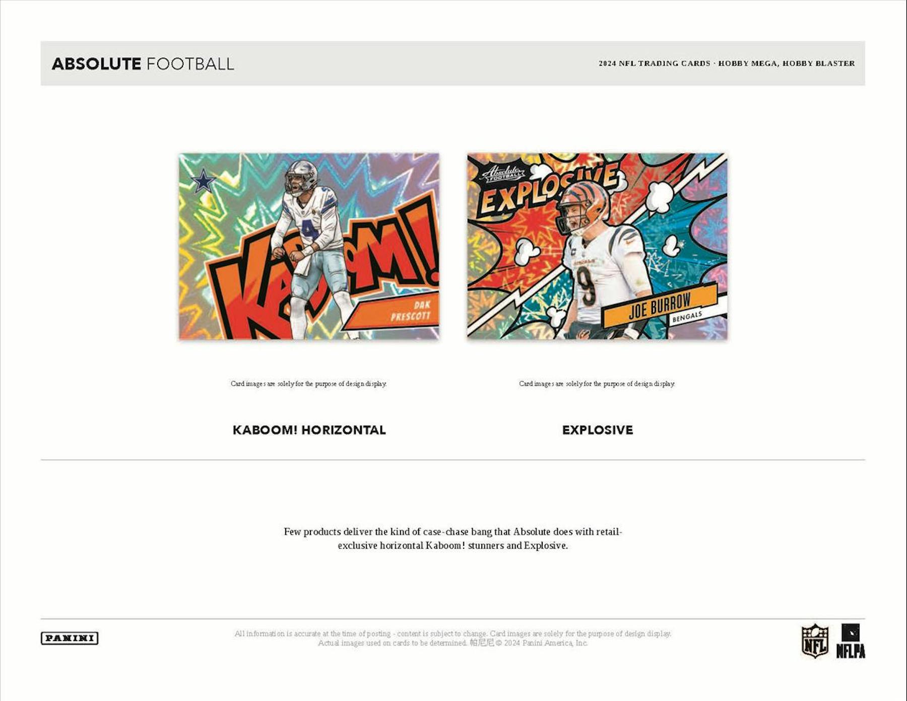 Hobby 2024 Panini Absolute Football Mega Box (1 Auto or Mem and Teal Parallels) 42 Cards