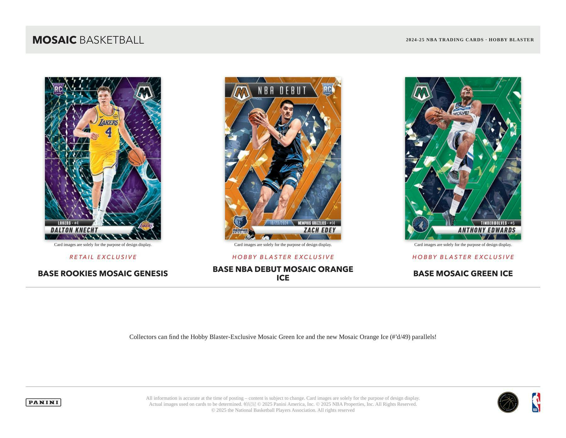 2024/25 Panini Mosaic Basketball Hobby Blaster Box (Green Ice Prizm) - NBA Hobby Box