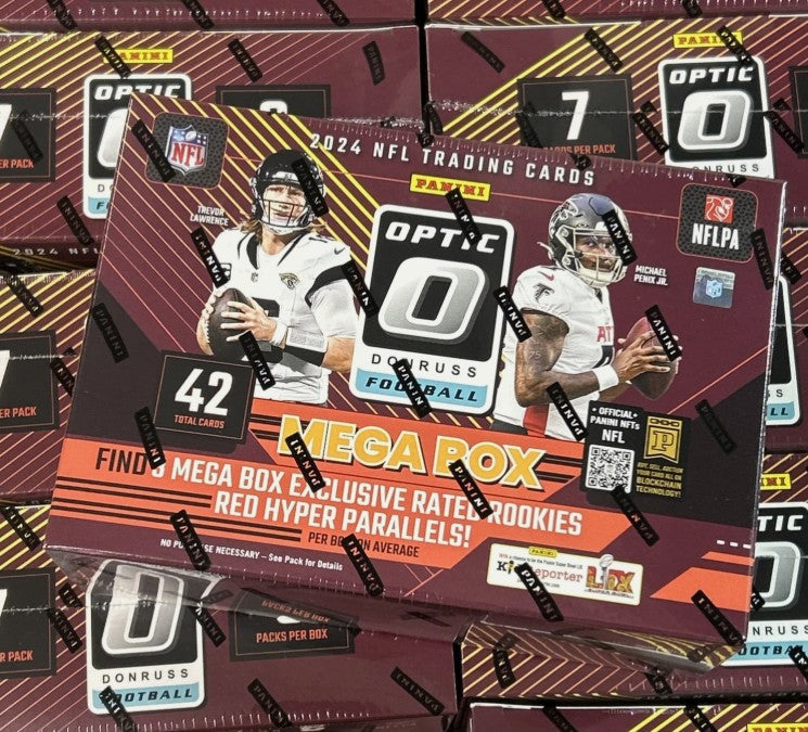 Hobby 2024 Panini Donruss Optic Football Mega Box (Red Hyper Parallels)(1 Auto or Mem) - Ripped (Schedule Persy) - NFL
