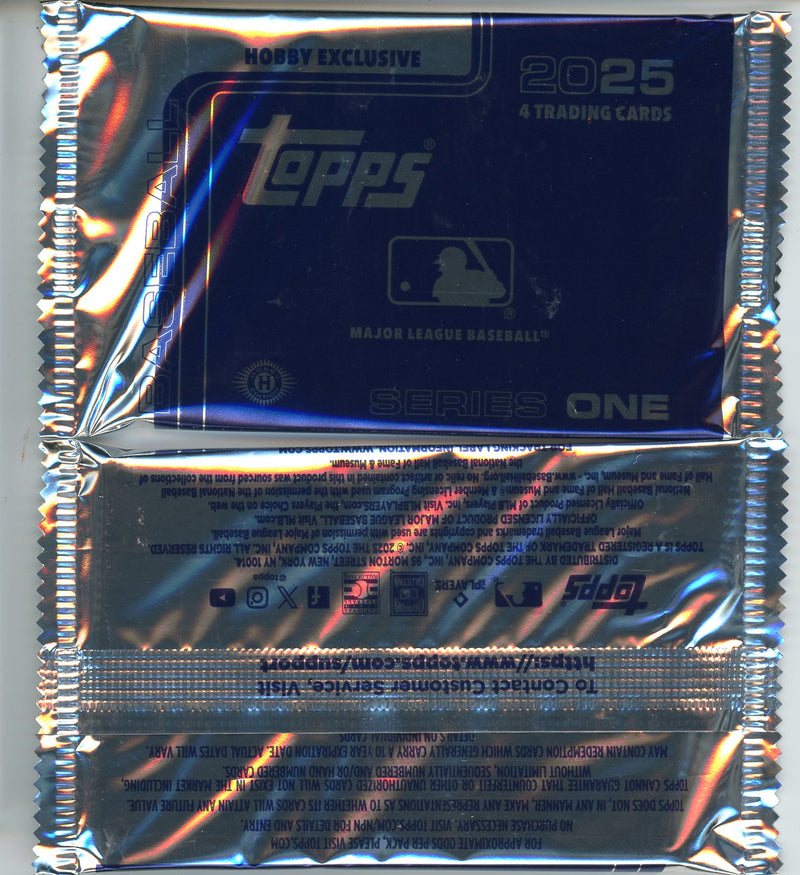 One Silver Pack from 2025 Topps Series 1 MLB Baseball (It's Actually Blue) 4 Cards