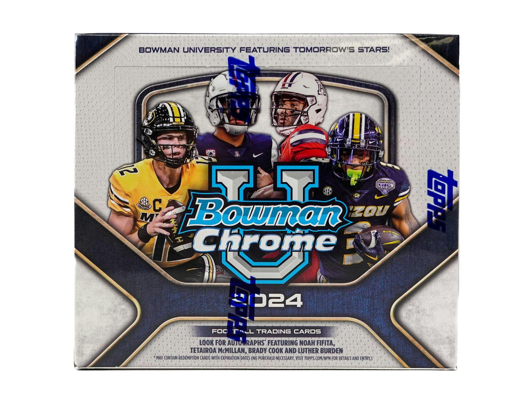 JUMBO 2024 Bowman University Chrome Football Hobby Jumbo Box (3 Autos) NFL Hobby Box