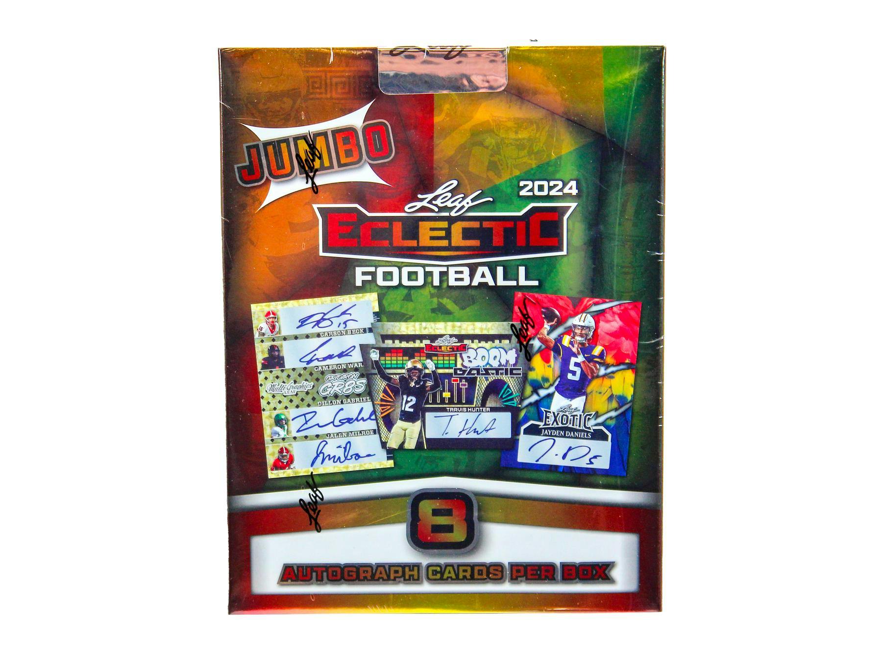 Jumbo 2024 Leaf Eclectic Football Hobby Jumbo Box (8 Autographs) Jayden Daniels Cam Ward - NFL Hobby Box