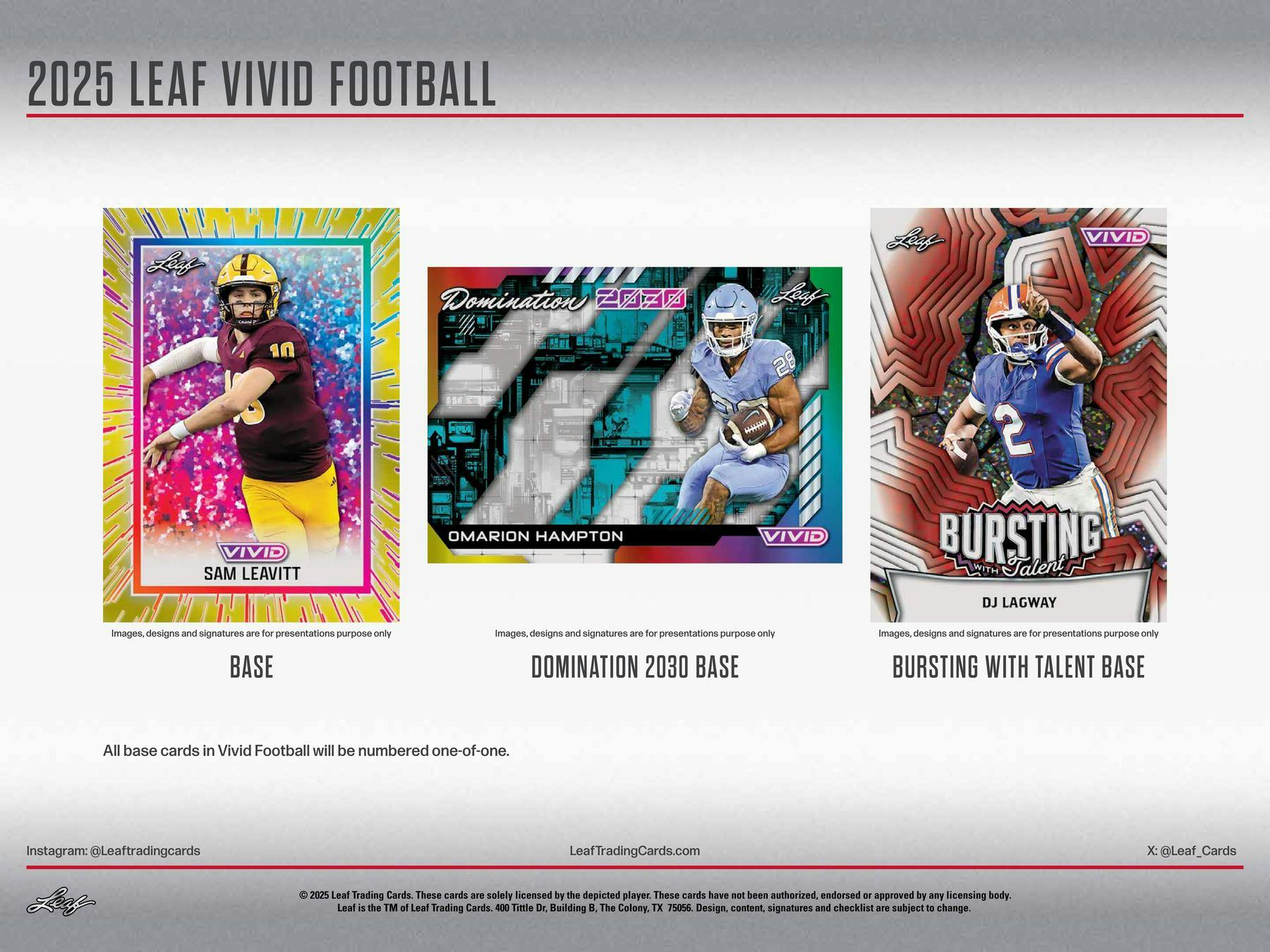 2024 Leaf Vivid Football Hobby Box (5 Autographs)