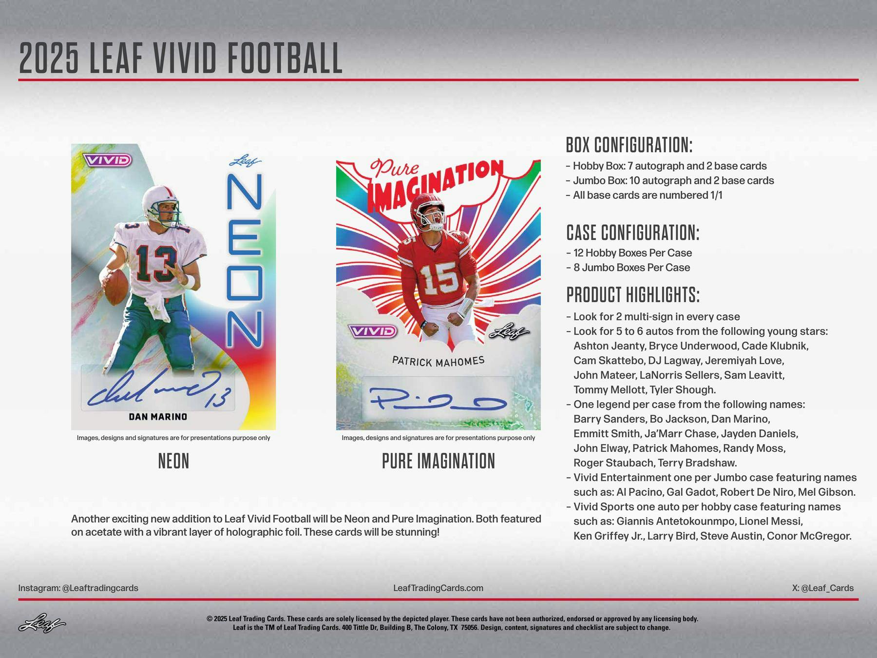 Jumbo 2025 Leaf Vivid Football Hobby Jumbo Box (10 Autographs) Multi-Sport Bonus Autos? - NFL Hobby Box