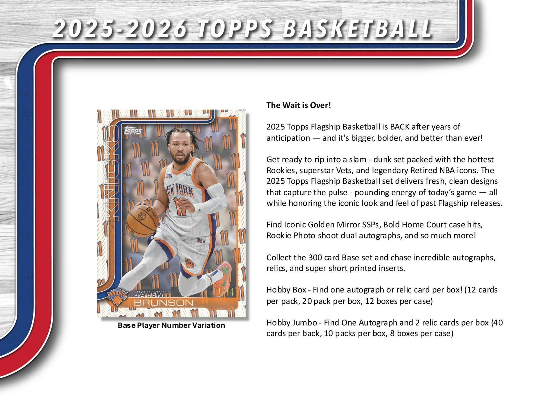 Jumbo Pack of 2025/26 Topps Basketball Hobby Box (1 Pack) - NBA Hobby Box