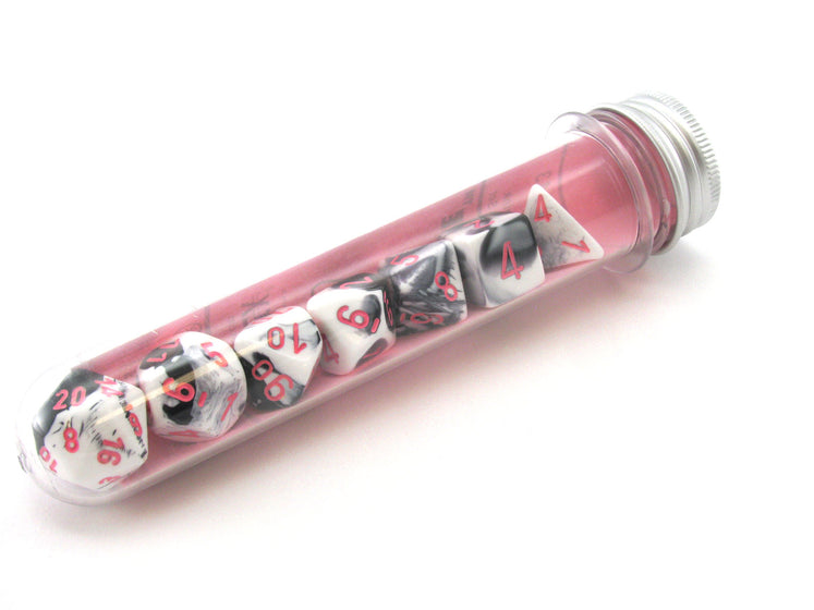 Lab Dice Gemini Black-White/pink Polyhedral 7-Die Set CHX30043 - Dice Sets & Games