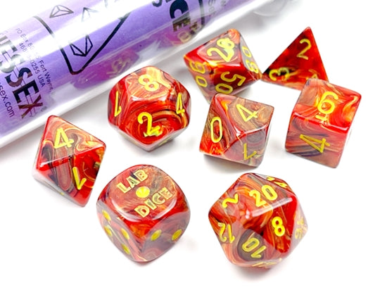 Lab Dice Vortex Underworld/yellow Polyhedral 7-Die Set CHX30050 - Dice Sets & Games