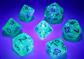 Luminary: Borealis Polyhedral Light Green/gold 7-Die Set CHX27575 - Dice Sets & Games