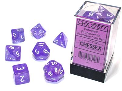 Luminary: Borealis Polyhedral Purple/white 7-Die Set CHX27577 - Dice Sets & Games