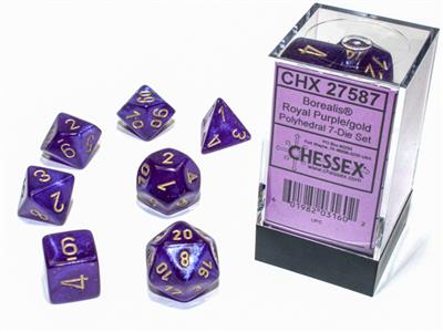 Luminary: Borealis Polyhedral Royal Purple/gold 7-Die Set CHX27587 - Dice Sets & Games