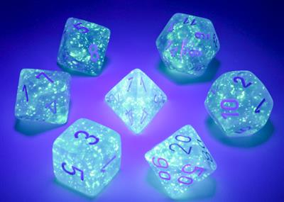 Luminary: Borealis Polyhedral Sky Blue/white 7-Die Set CHX27586 - Dice Sets & Games