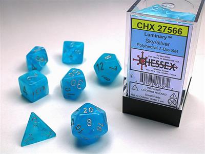 Luminary: Polyhedral Sky/silver 7-Die Set CHX27566 - Dice Sets & Games