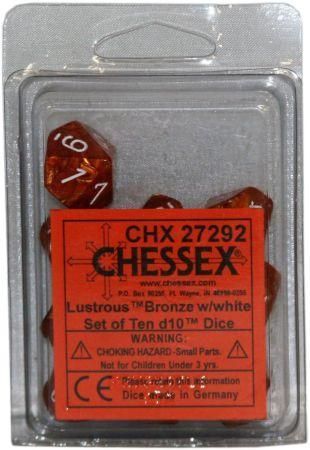 Lustrous Bronze w/white d10 Dice (10 dice) CHX27292 - Dice Sets & Games