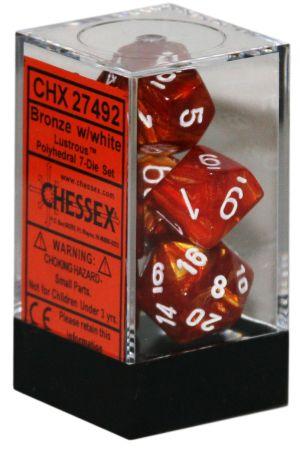 Lustrous: Polyhedral Bronze w/white 7-Die Set CHX27492 - Dice Sets & Games