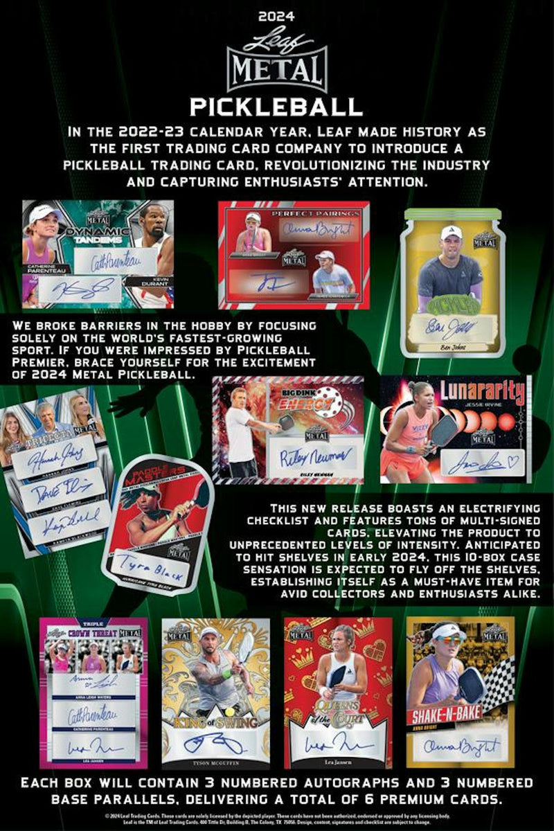 2024 Leaf Metal Pickleball Hobby Box (5 Autos)