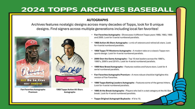 2024 Topps Archives Baseball Hobby Box (2 Autos) Jan 8th