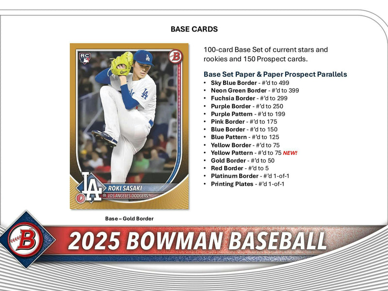 MAY 7TH / One 2025 Bowman Baseball Hobby Jumbo Pack (28 Cards) Pulled Randomly from Hobby Box