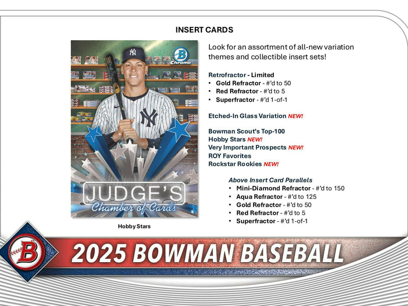 MAY 7TH / One 2025 Bowman Baseball Hobby Jumbo Pack (28 Cards) Pulled Randomly from Hobby Box