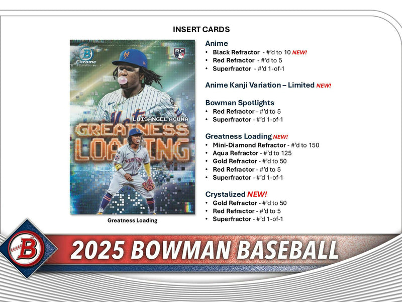 MAY 7TH / One 2025 Bowman Baseball Hobby Jumbo Pack (28 Cards) Pulled Randomly from Hobby Box