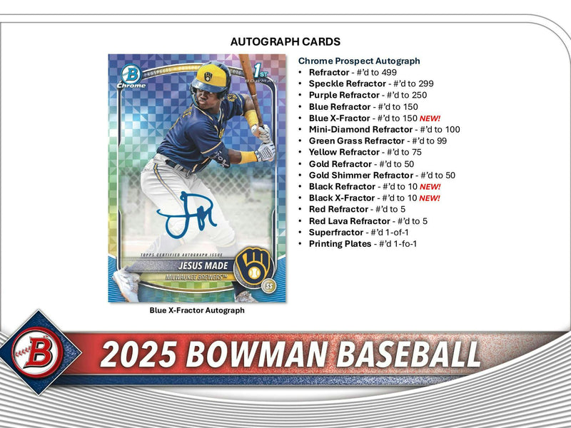 MAY 7TH / One 2025 Bowman Baseball Hobby Jumbo Pack (28 Cards) Pulled Randomly from Hobby Box