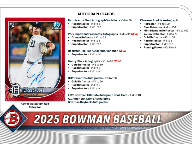 MAY 7TH / One 2025 Bowman Baseball Hobby Jumbo Pack (28 Cards) Pulled Randomly from Hobby Box