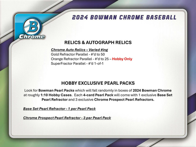 ONE MINI BOX from 2024 Bowman Chrome Baseball Master Hobby Box (1 Mini Boxes / 1 Auto)