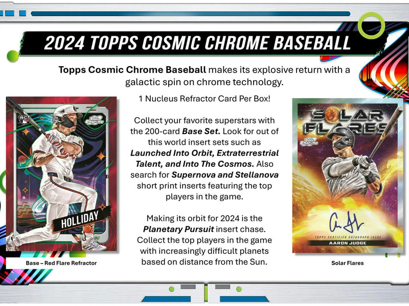 2024 Topps Cosmic Chrome MLB Baseball Hobby Box (Galaxy) Loaded with Rookie Cards!