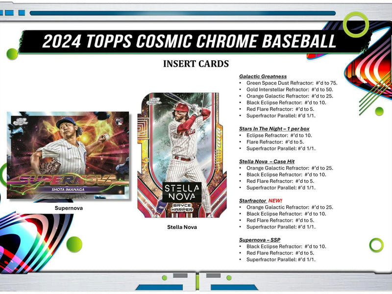 2024 Topps Cosmic Chrome MLB Baseball Hobby Box (Galaxy) Loaded with Rookie Cards!