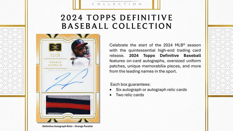 2024 Topps Definitive Collection Baseball Hobby Box (6 Autos and 2 Relics)