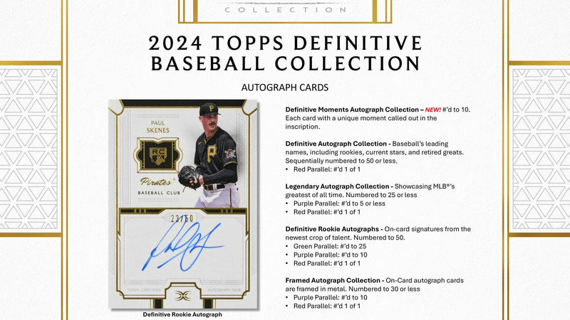 2024 Topps Definitive Collection Baseball Hobby Box (6 Autos and 2 Relics)