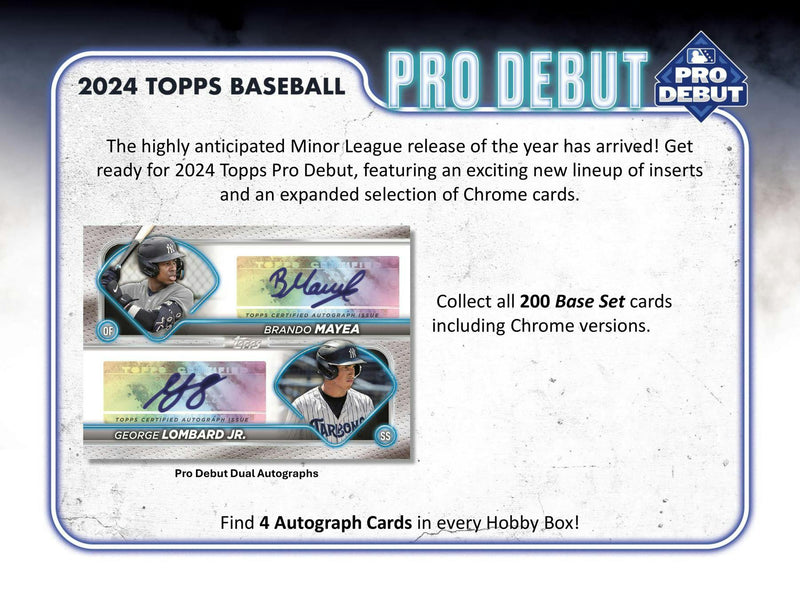 2024 Topps Pro Debut Baseball Hobby Box (4 Autographs)