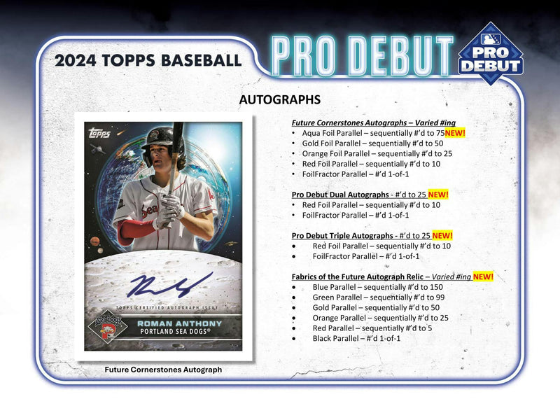 2024 Topps Pro Debut Baseball Hobby Box (4 Autographs)