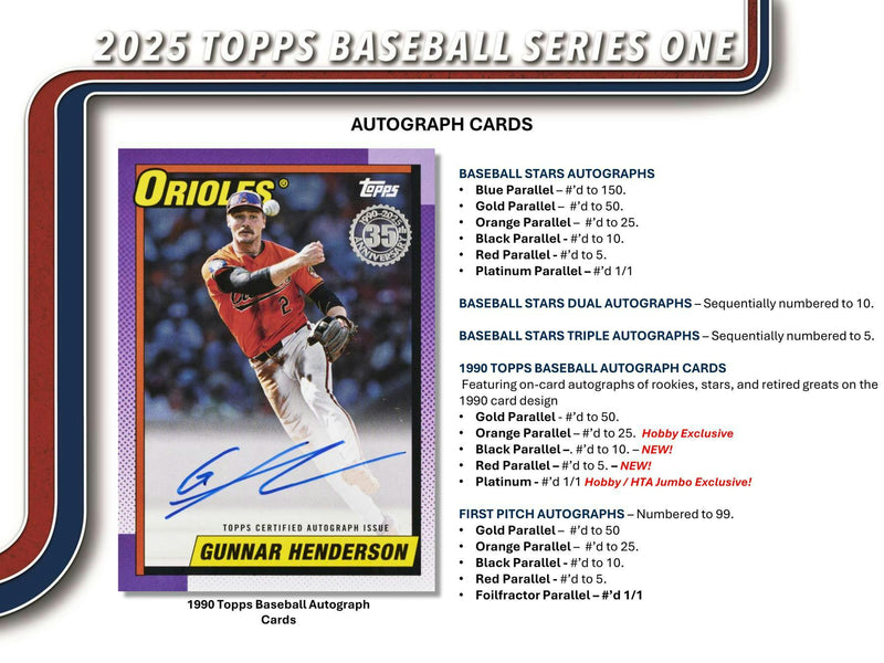 2025 Topps Series 1 MLB Baseball Hobby Jumbo Box (3 Hits / 2 Silver Packs) Feb 12th