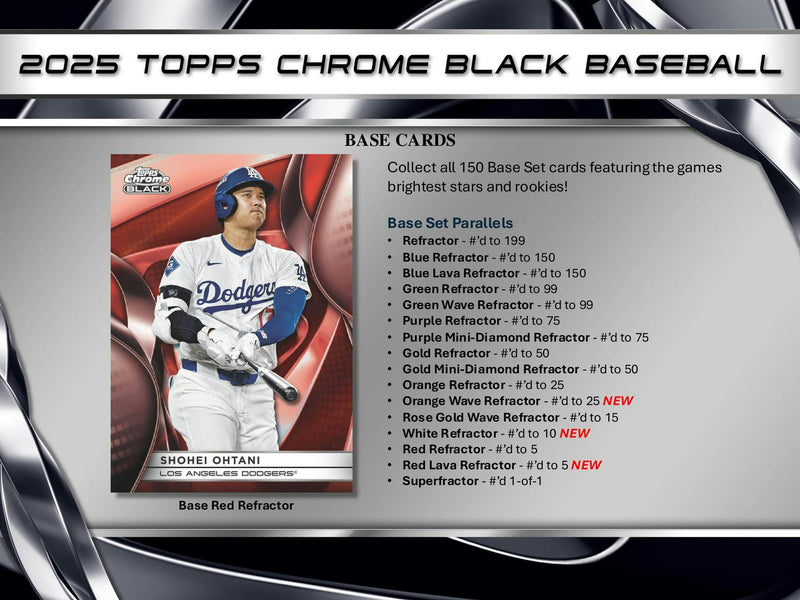 2025 Topps Chrome Black Baseball Hobby Box (1 Auto) April 30th