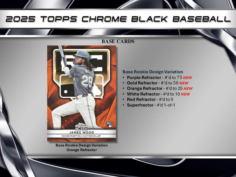 2025 Topps Chrome Black Baseball Hobby Box (1 Auto) April 30th