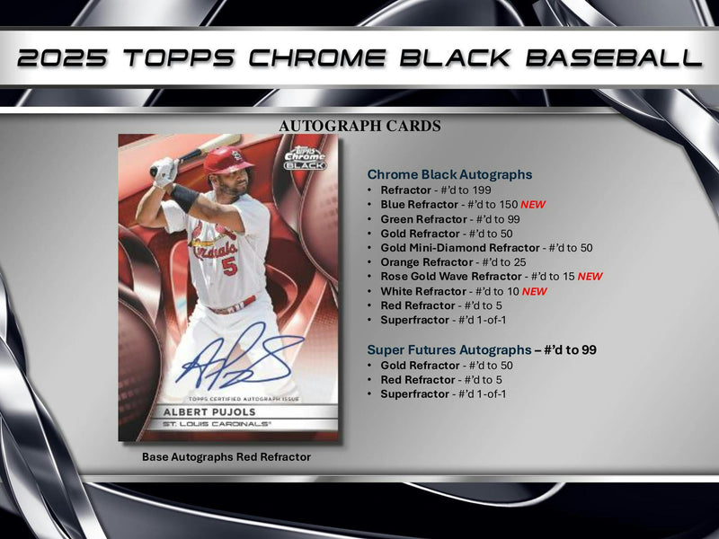 2025 Topps Chrome Black Baseball Hobby Box (1 Auto) April 30th