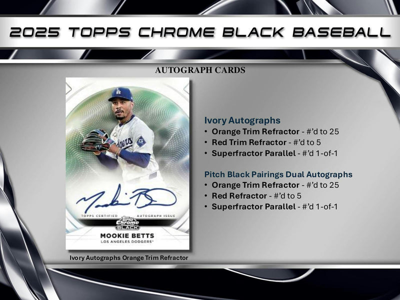 2025 Topps Chrome Black Baseball Hobby Box (1 Auto) April 30th