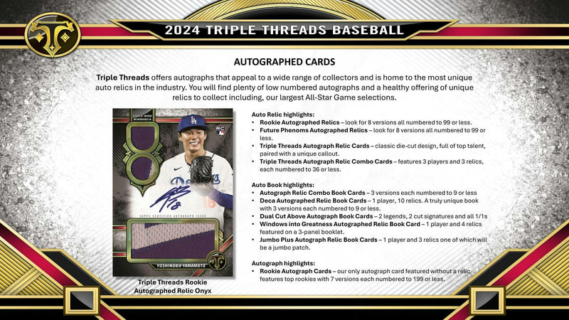 2024 Topps Triple Threads Baseball Hobby Box (Two Autos + Two Relics)