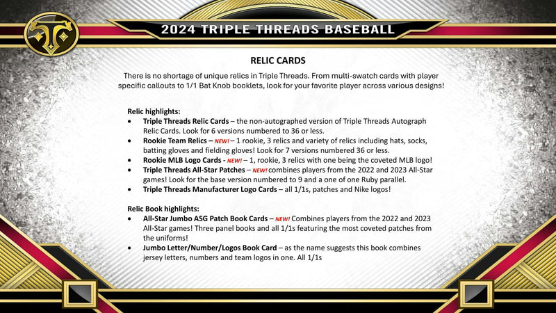 2024 Topps Triple Threads Baseball Hobby Box (Two Autos + Two Relics)