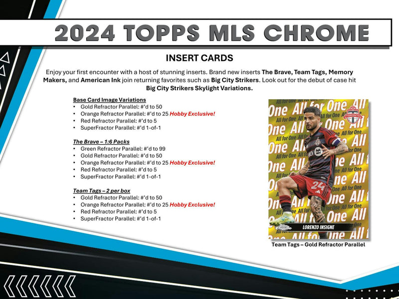 2024 Topps MLS Major League Soccer Chrome Hobby Box (2 Autos)