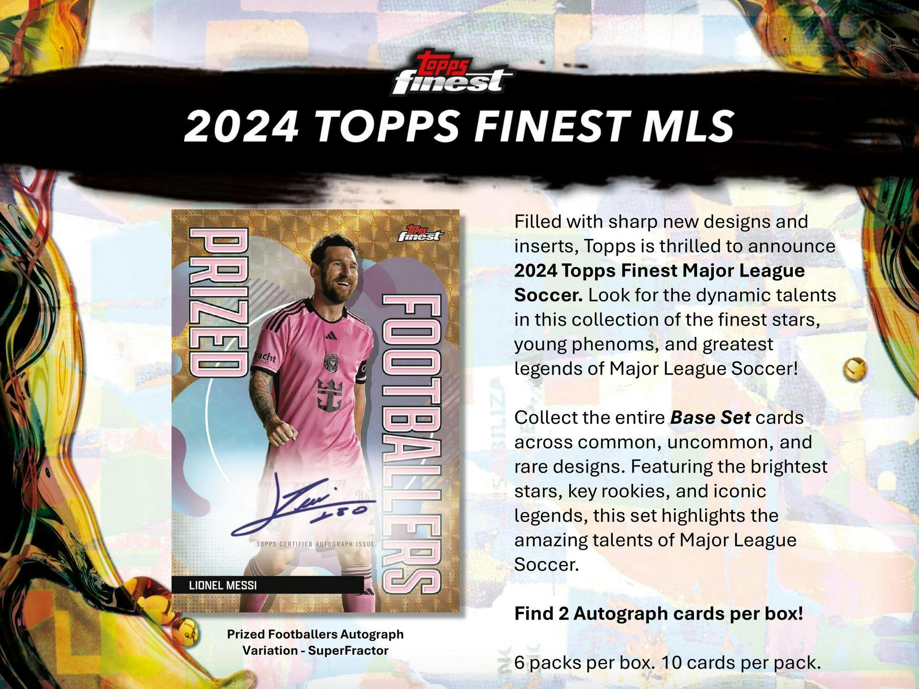 2024 Topps MLS Major League Soccer Finest Soccer Hobby Box (2 Autos) Messi